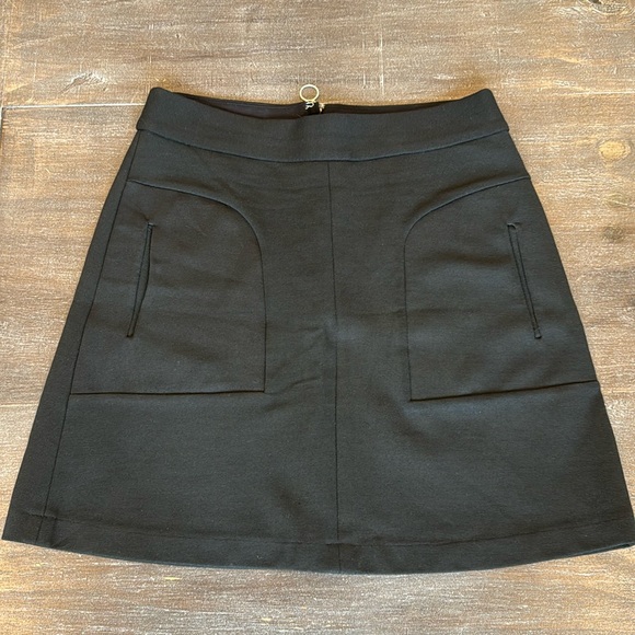 Anthropologie Dresses & Skirts - Maeve Anthropologie Mini Skirt Size 6 Black Pockets Exposed Back Zipper A-Line